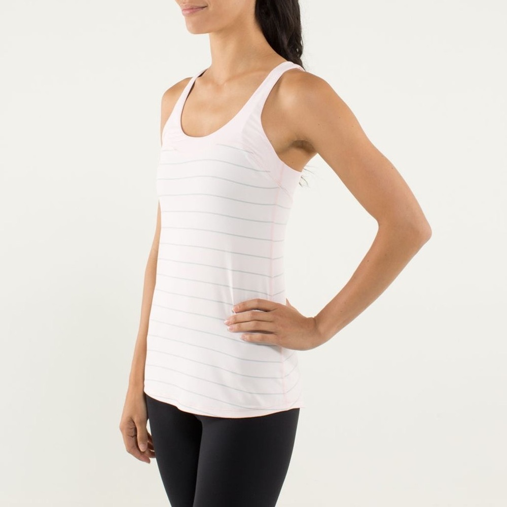 Lululemon Run First Base Pink/Grey Scoop Neck Tank